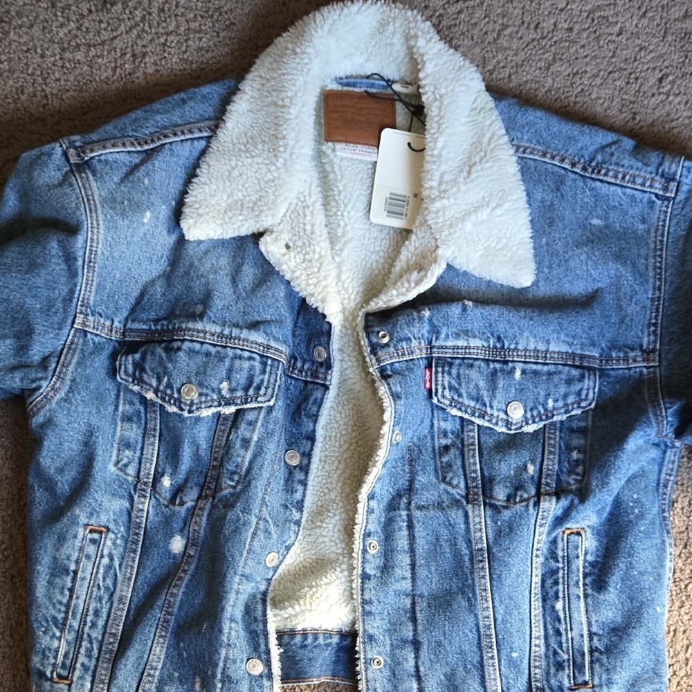 Levi's Blue Denim Jacket with White Sherpa Lining